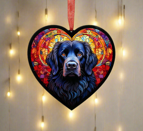 Newfoundland Stained Glass Effect Heart Suncatcher